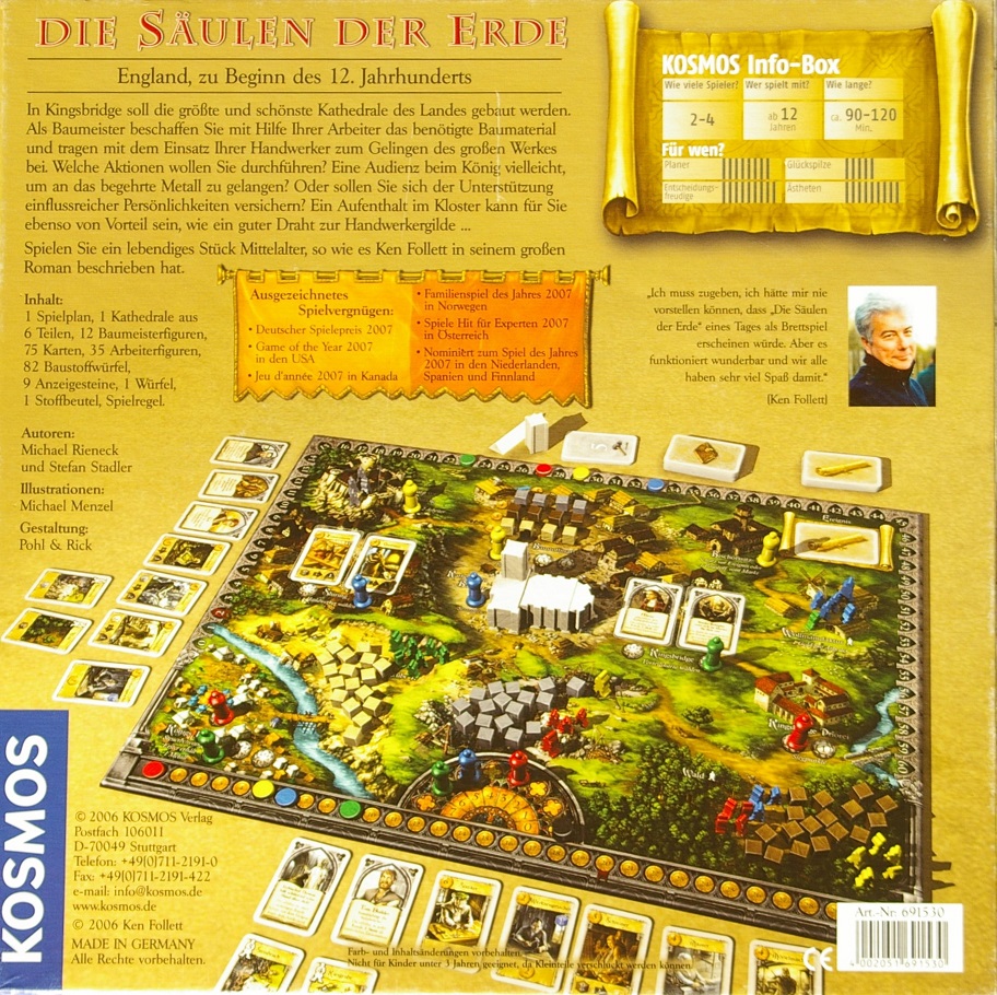 Die Säulen der Erde Brettspiel Rückseite