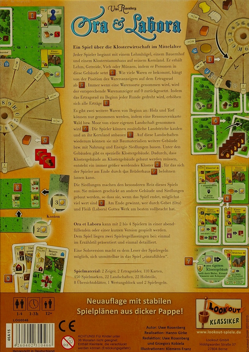 Ora et Labora Brettspiel Rückseite